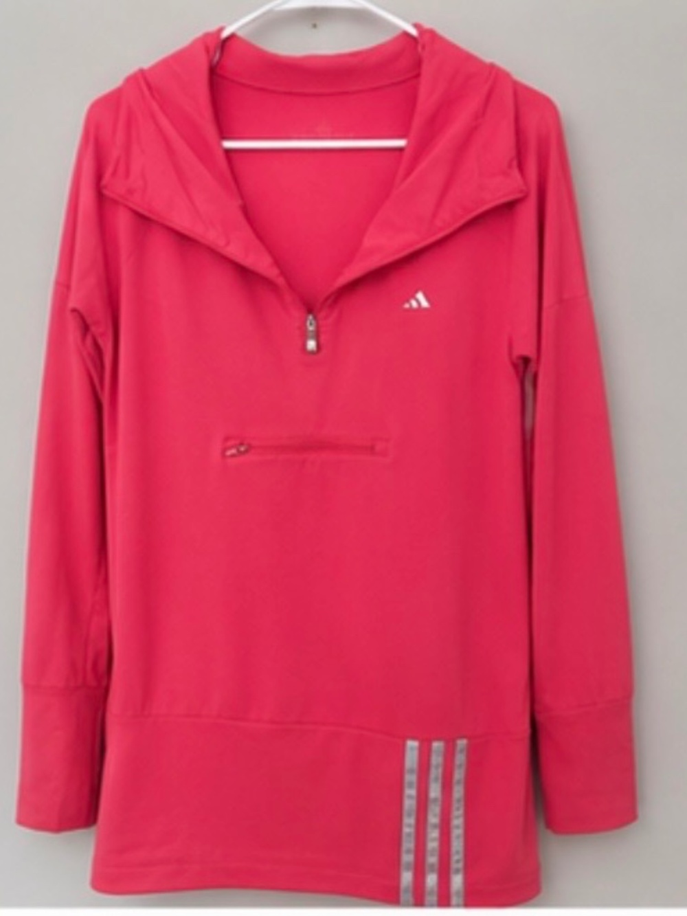 Adidas ClimaLite Women’s M Pink Red 1/4 Zip Athletic Pullover Hoodie